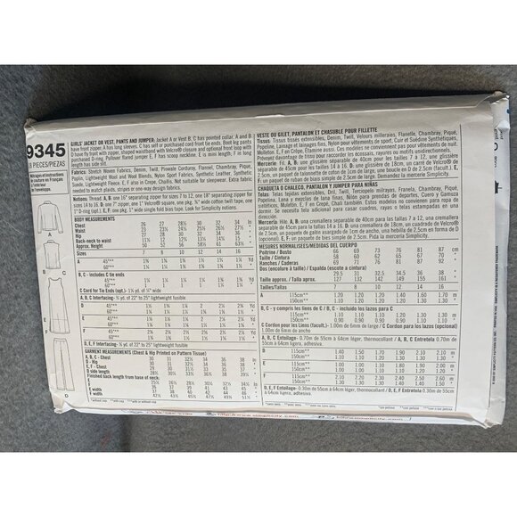 Simplicity Girls Jacket Vest Pants Jumper Sewing Pattern Sz7-16 9345 - Uncut - Picture 3 of 4